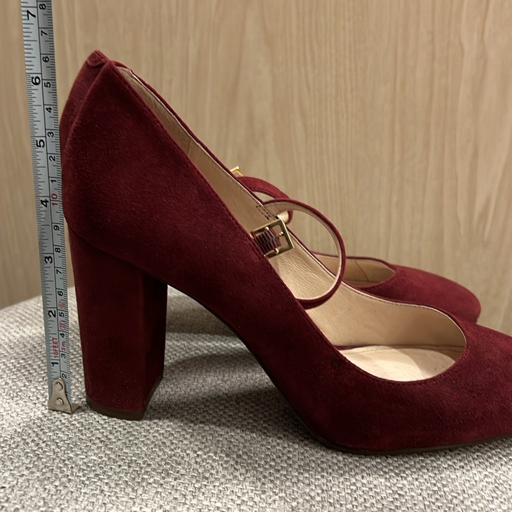 Louise et Cie burgundy/oxblood suede Mary Jane high heel block pumps size 9/39 - Picture 4 of 7